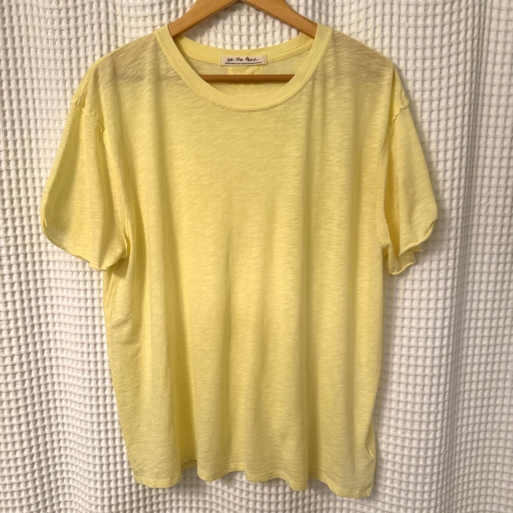 Free People We the Free Yellow Crew Neck Tee Extra Small